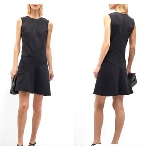 New Theory black dress. It is the Precision Ponte Diagonal Drape style.